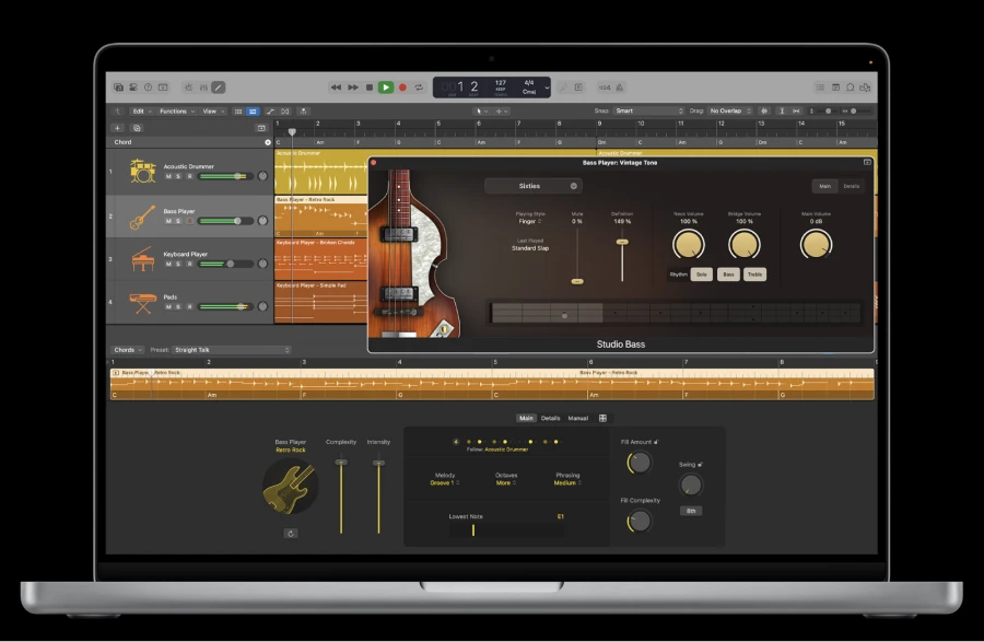 Interface programu Logic Pro